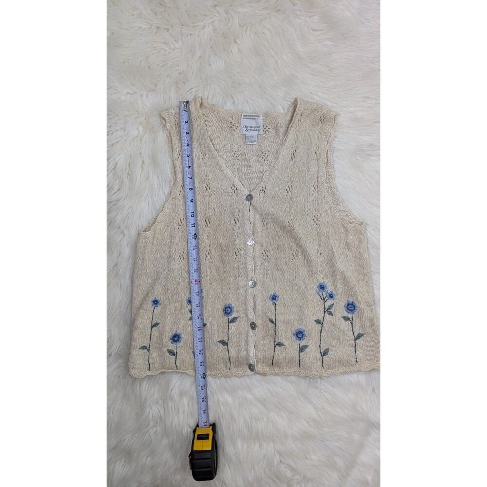 Christopher & Banks Women Size Large Sweater Vest Embroidered Floral GrandmaCore - Picture 4 of 11